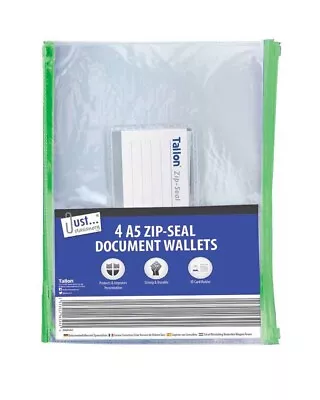 Pack Of 4 A5 Zip Top Document Wallets With ID Photo Card Holder Clear Folder • £2.69