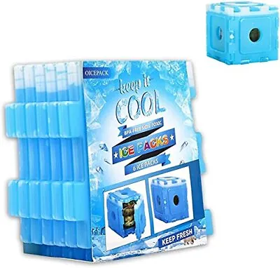 6 Packs Ice Packs For Cool Box Bags | Reusable Long Lasting Ice Cooler Blocks • £12.99