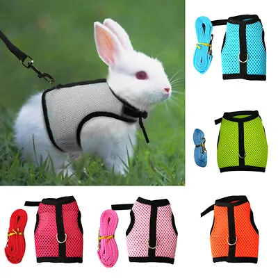 Pet Rabbit Vest Harness Leash Lead Pet Small Animal Mesh Hamster Traction Ropes • £5.15