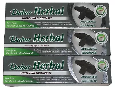 Dabur Herbal Toothpaste - Charcoal 100ml | Whitening Toothpaste X 3 Pack • £12.99