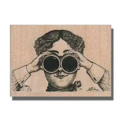 Binoculars Lady MOUNTED RUBBER STAMP Victorian Woman Steampunk Birdwatching • $11.25
