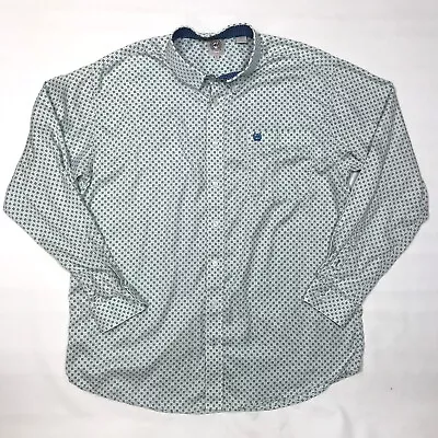 CINCH Light Blue Geometric Pattern Flip Cuff Button Western Shirt Men Large • $19.99