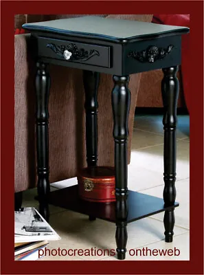 $129.99 • Buy Lovely Wood Shabby-cottage-chic Black Side,end Table,night Stand