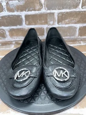 Michael Kors Lillie Black Leather Quilted Ballet Flats Womens Size 9.5 • $28.95