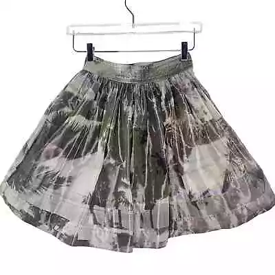 AllSaints S Palm Tree Mini Skirt Pleated A Line Satin Bubble 90s • $31.50