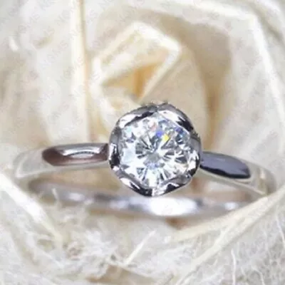 2.50ct Round Cut Old Mine Moissanite Certified Wedding Ring 14K White Gold Over • $109.99