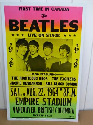 Vintage Beatles Concert Poster 1964 Vancouver BC • $19.79