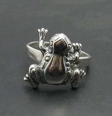 Genuine Sterling Silver Ring Frog Solid Punished 925 Craft • £23.54