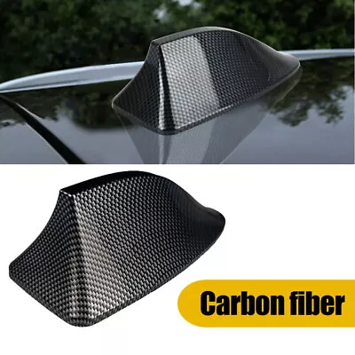 Black Carbon Fiber Shark Fin Car Roof Antenna Radio FM/AM Radio Antena W/ Screw • £9.29