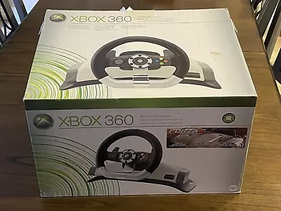 Microsoft Xbox 360 Wireless Racing Wheel Force Feedback Table Mount Pedals CIB • $50