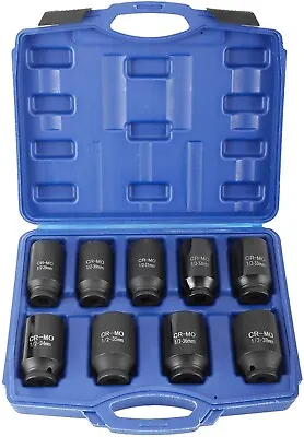 9pcs Deep Impact Socket Set 1/2  Drive 6Pt Metric Spindle Axle Nut Socket 29-38m • $45.99