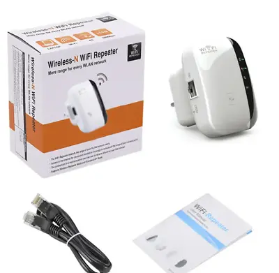 WiFi Booster Range Repeater 300Mbps Internet Amplifier Signal Extender • £8.99