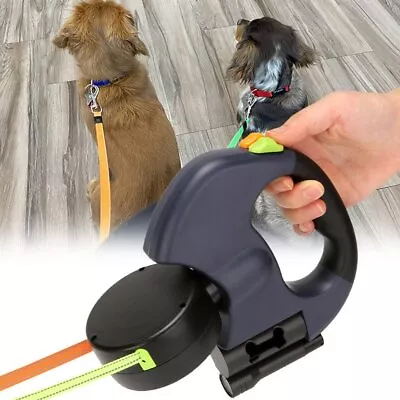 $23.89 • Buy 3M Retractable Lead Leash Double Tangle Dual Doggie 2 Dog For Dog 2 Ways BEST