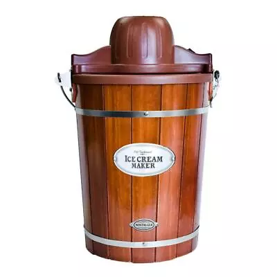 Nostalgia Electric Ice Cream Maker 6-Qt Bucket Vintage Dark Wood • $82.50
