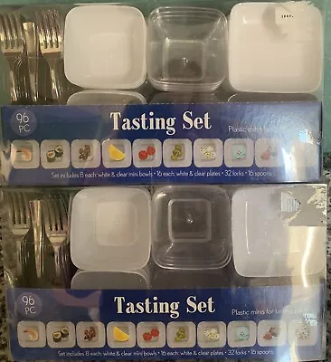 2 Tasting Sets Plastic Mini Appetizer & Dessert Tasting Set 96 Pieces - NEW NIB • $32.99