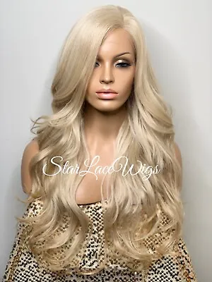 Blonde Lace Front Wig For Women Wavy Long Layer Middle Part Heat Safe Blonde Wig • $58.56