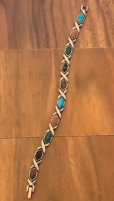 Colorful Stones Antique Copper Magnetic Link Bracelet Arthritis Pain Relieve • $15.99
