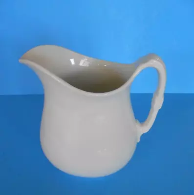 Antique J. M. & Co.  White Ironstone Pitcher Simple & Elegant 8 1/2  Farmhouse • $49