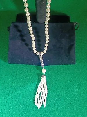 Vintage Faux Pearl Bead Necklace Monet Silver Toned • $14.99