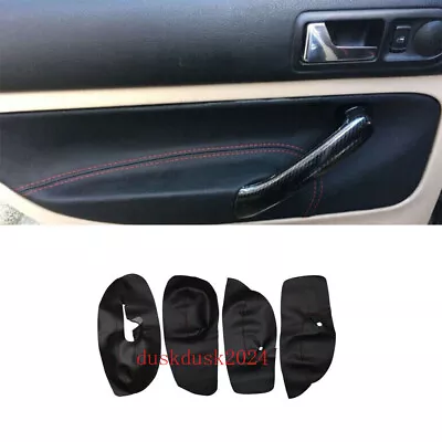 For VW Bora Jetta Golf MK4 Black Interior Door Panels Armrest Leather Cover 4PCS • $50.02