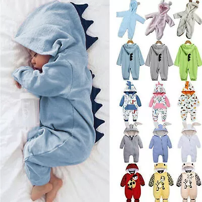 Newborn Toddler Baby Boys Girls Bunny Hoodies Rompers Jumpsuit Pajamas Outfits • $20.69