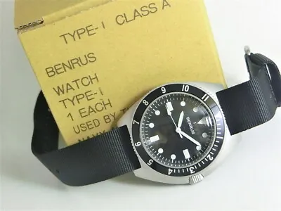 BENRUS Military Watch TYPE1 Black Men's Watch　Brand New　Reprint　1970s • $310