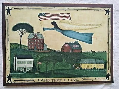 LAND THAT I LOVE Print Cindy Shamp July 4th Americana Art Farm Angel Flag 11x15  • $14
