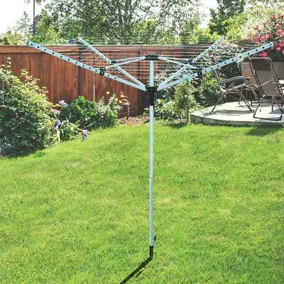 4 Arm 40m Rotary Airer Garden Washing Line Clothes Dryer Including Ground Socket • £24.99