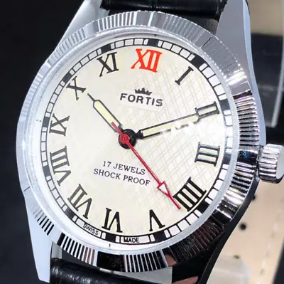 FORTIS 17 Jewels Shock Proof Mens Watch Vintage Black Japan Rare Limited USED  • $94.90