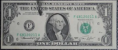 THE UNITED STATES OF AMERICA -1974 $1 Federal Reserve Note -MAJOR INK SMEAR • $64.99