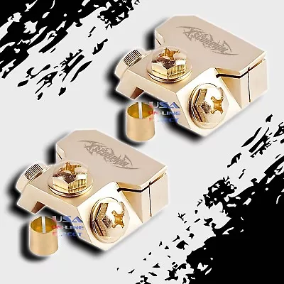 2pc GOLD Battery Terminal For Any Gauge Cable W/Ring Pos/Neg Adapter Marine USA  • $19.99