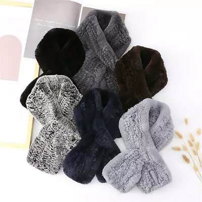 100% Real Rabbit Fur Scarf Winter Warm Collar Neck Warm Wrap For Handsome Men • $34.17