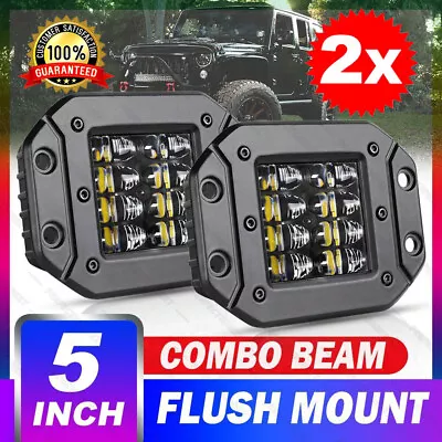 2x 5  Flush Mount 4-Row 160W LED Work Light Bar Rear Bumper Reverse Pods Driving • $27.85