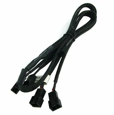 Phobya Y-Cable 3-Pin To 4x 3-Pin 60cm Sleeved Black • $6.99