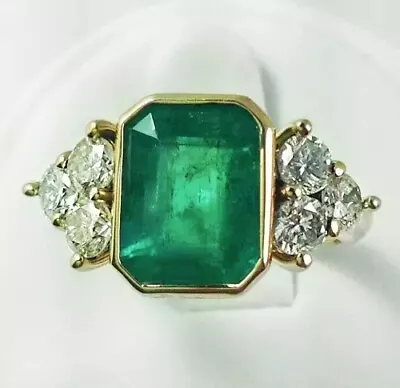 Vintage Art Deco Style Lab Created Green Emerald Engagement 14K Gold Filled Ring • $103.99