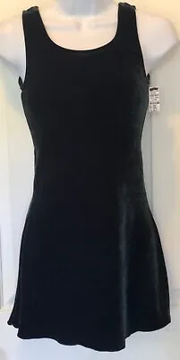 GK BLACK VELVET FIGURE SKATE LADIES SMALL SLVLS A-LINE DRESS LEOTARD LINER Sz AS • $46.88