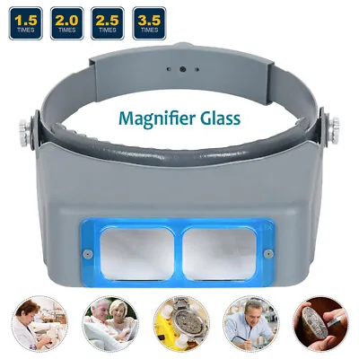 Head Magnifier Glasses Magnifying Visor Glass Headband Lens With 4 Lenses Kit UK • £17.39