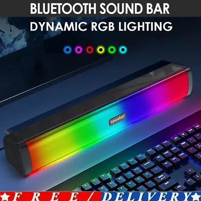 USB Wired Sound Bar TV Computer Speaker Bluetooth PC Laptop Stereo Soundbar • £14.99