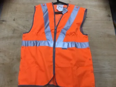 Railway Spec Orange Hi Viz Vest Front Zipperpoppers On Shoulders And Sides L • £9.29