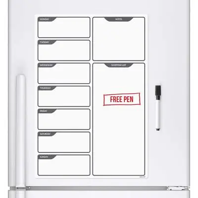 £7.99 • Buy Fridge Board Magnetic & Pen Notice Memo Drywipe Whiteboard Large Daily Planner