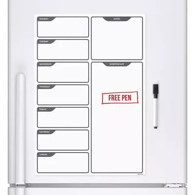 Fridge Board Magnetic & Pen Notice Memo Drywipe Whiteboard Large Daily Planner • £7.99