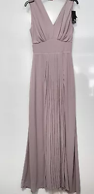TFNC Zaria Petite Pleated Maxi Bridesmaid Dress Mink Grey Size UK 8 Bnwt • £38.99