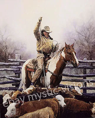 Martin Grelle THE EXPERT S/N Limited Edition Western Cowboy Lasso Cattle Art  • $129.99