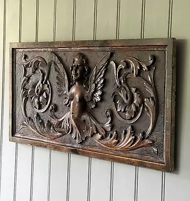 £285 • Buy Antique French Large Wooden Carved Panel Plaque