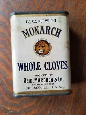 Vintage Monarch Whole Cloves Tin 1 1/2 Oz. Reid Murdoch & Co. Partially Full • $9.99