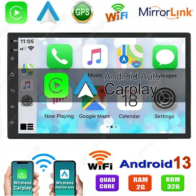 7'' 2 Din Car Stereo Radio Android 13 GPS Navi Wifi Touch Screen Carplay 2+32GB • $47.33