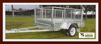 $2000 • Buy 6x4 Galvanised Box Trailer Heavy Duty Checker Plate 900mm Cage TIPPER 14  Wheels