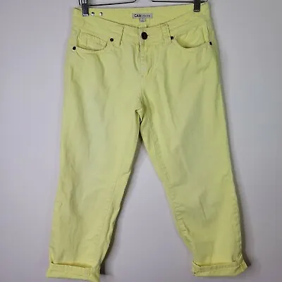 Cabi #760 Bree Cropped Jeans Women's Size 2 Mid Rise Neon Yellow Denim • $5.05