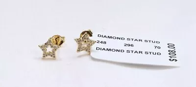 Aqua Gold Tone Cubic Zirconia Star Stud Earrings $108 New • $0.01