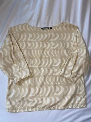 Marimekko Uniqlo Women’s Tan & Cream Waves Print Boxy Blouse Top Medium • $27